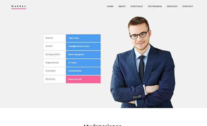 WebRes Free Resume Template