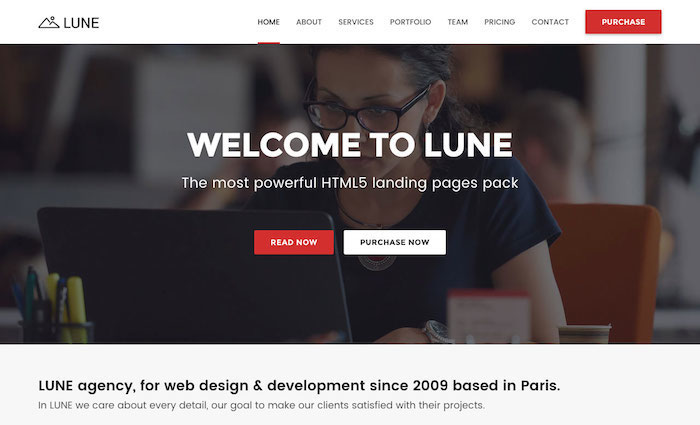 LUNE HTML5 Landing Pages Pack