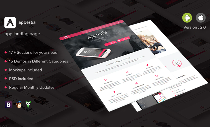 Appestia - app landing page